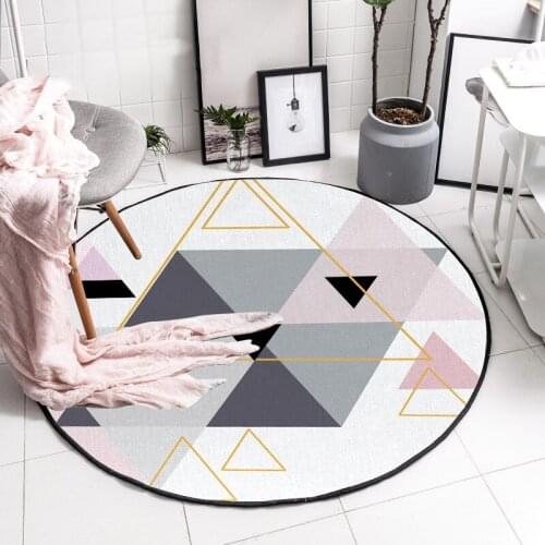 Geometric pink and gray Carpet Rugs Nordic Style Living Room Chair Computer Bedroom Rug Non-Slip Home Decor Round Floor Mats