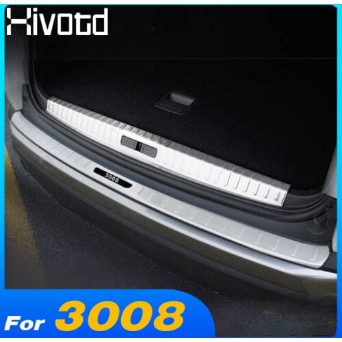 Hivotd for peugeot 3008 3008GT 2021 2019 2018 2017 Car rear protective bumper trunk stainless steel pedal exterior accessories