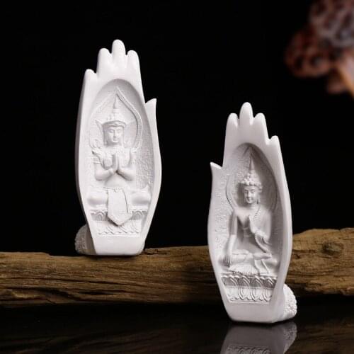 Chinese Buddha Hand Decoration Ornaments Buddhism Figurines Miniatures Retro Art Zen Home Decoration Living Room Desktop Crafts
