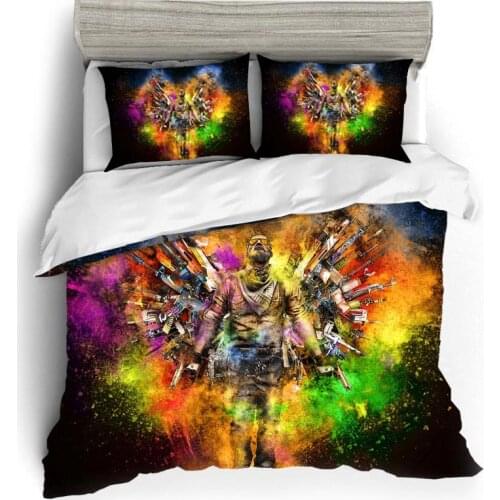 CS GO Pattern Bedding Set Cotton Queen King Size Printing Bedding Sets Duvet Cover Bed Sheets Home Textile Pillowcases Bed Linen