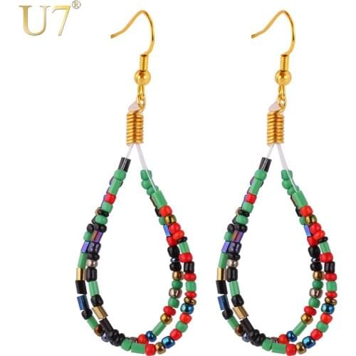 U7 Coral Earrings For Women Drop Earrings Trendy Fashion Jewelry Wholesale African Coral Beads Earrings E743