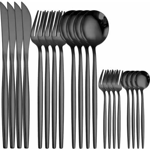 Kitchen Set Dinnerware Black Cutlery Set Stainless Steel Tableware Set Western Dinner Set Complete Home Eco Friendly Flatware