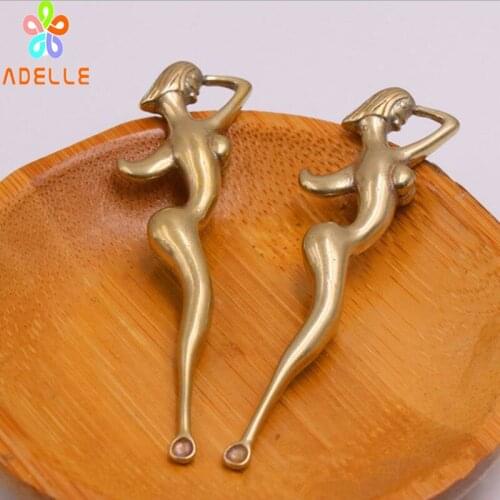 2x 100% Solid brass Pretty Woman Ear Pick Dragon Wax Remover Curette Spoon Ear Cleaning Care tools Key Accessory Free Shipping