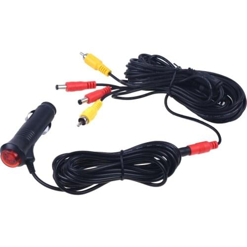 Car Cigarette Lighter Power Adapter 6Meters RCA Video Power Cable for Rear View Camera Connect Car Monitor