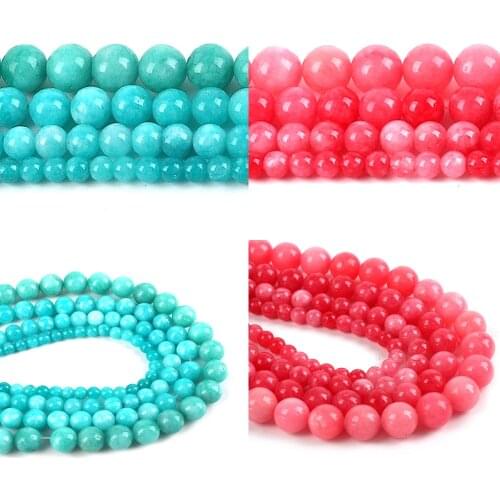 Wholesale 6 8 10 12mm Natural Blue Amazonite Round Loose Stone Jewelry Beads Agat Beads DIY Necklace Beads For Jewelry Making