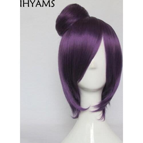 Naruto Shippuden Konan Purple Short Synthetic Hair Cosplay wig + one bun + Wig Cap