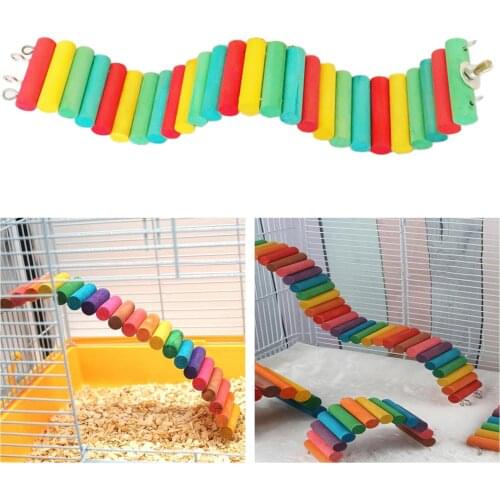 Bird Parrot Suspension Bridge Swing Stand Perch Cage Hanging Toys Small Animal Mice Squirrel Swing Rack Accessories