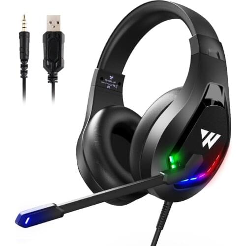 Earphone Headphone Gaming Headset Hand Free Wired Earphones USB+3.5mm+4Pin 50mm Drivers for PS5 XBOX PC mobile