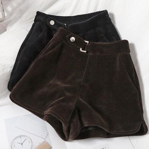Korean High Waisted Straight Tube Shorts Autumn And Winter New Style Thin Loose Split Temperament Corduroy Shorts