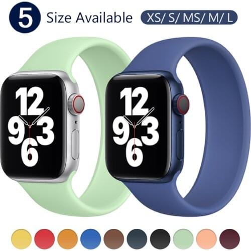 Silicone Solo Loop Strap for Apple Watch Band 44mm 40mm 38mm 42mm 44 mm Elastic Sports watchband Bracelet iWatch 6 5 4 3 SE