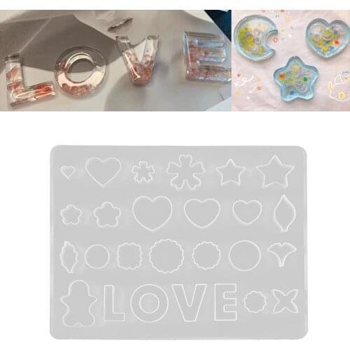 1 Pcs Heart-shape Flower Silicone Molds LOVE Letter Pendant UV Epoxy Resin Mold For DIY Necklace Jewelry Making Accessories
