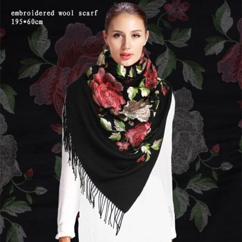 Naizaiga wool scarf Winter thick Gold Thread Embroidered peony flowers warm winter traval shawl, ZJL2