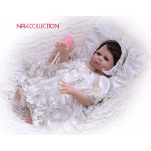 NPKCOLLECTION Silicone Reborn Baby Doll kids Gift For Girls 47cm Baby Girl Alive Soft Toys For Bouquets Doll Bebes Reborn