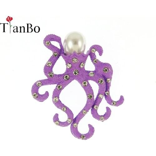 TianBo Vivid Enamel Big Eyes Octopus Brooch Vintage Antique Gold-color Alloy Brooches Women Kids Clothes Decoration Fish Bijoux