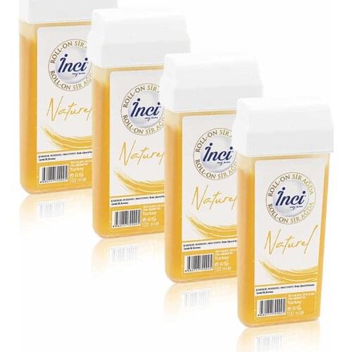 Pearl yellow cartridge roll on depilatory 4 PCs, filling, waxing depilation, sugar-free wax, hair removal, feather