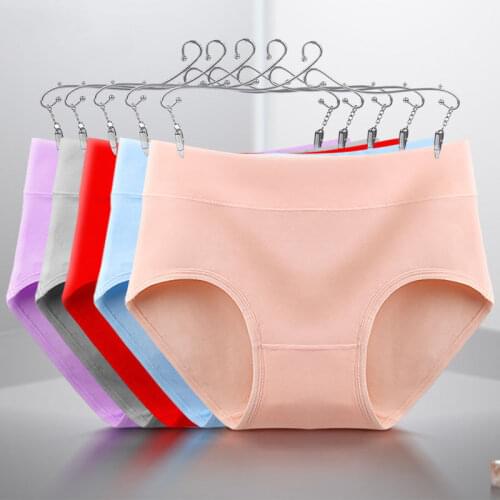 5 Pcs Solid Womens Panties Comfortable Fabric Mid-waist XL Size Briefs Body-shaping Abdomen Buttocks Traceless Women Panties