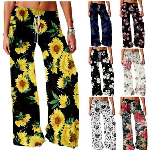 2021 Womens Exercise Yuga Loose Pants Print Mid Waist Drawstring Pants Long Pants High Quality Comfy Fashion Pants Dropshipping