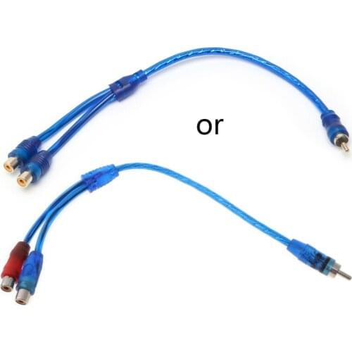 1Pc Car MP3 Audio RCA 1 Male to 2 Female Y Splitter Cable Adapter Cord