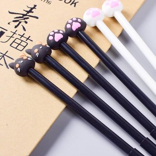 100 pcs Korean creative stationery cute cat paw cartoon black pen signature pen