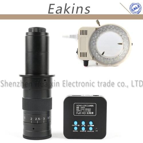 16.0MP Full HD 1/2.33 Inch TF Video Recorder HDMI USB2.0 Industry Microscope Camera+180X/300X C-mount Lens+56 LED Ring Light