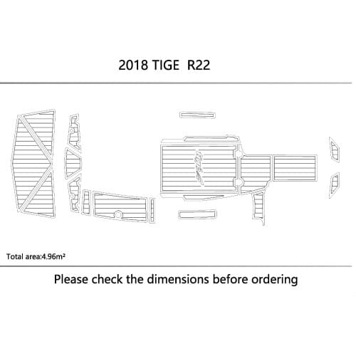 2018 TIGE R22 cockpit Swimming platform Non-slip mat 1/4" 6mm EVA Faux teak
