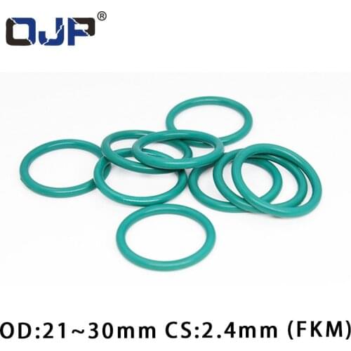 5PC/lot Fluorine rubber Ring Green FKM O ring Seal OD21/22/23/24/25/26/27/28/29/30*2.4mm Rubber O-Ring Oil Fuel Gaskets Washer