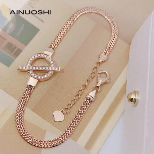 AINUOSHI Handmade 18K Gold Round Cut 0.23ct Natural Full Diamond Bracelet , Important Holiday Party Jewelry Gift For Women 6.7"