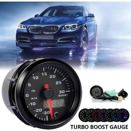 7color 2"/52mm Car Boost Gauge LCD Digital Display Turbo Boost Water Temp Oil Press Air Fuel Ratio Gauge Car Accessories