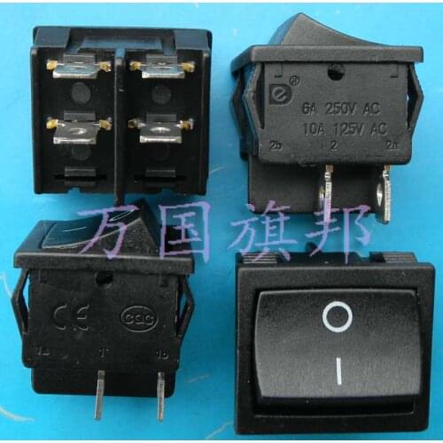 Free Delivery, ship type switch 6 a boat 250 v 2.4 CM long 2.4 CM wide double way black 4 feet