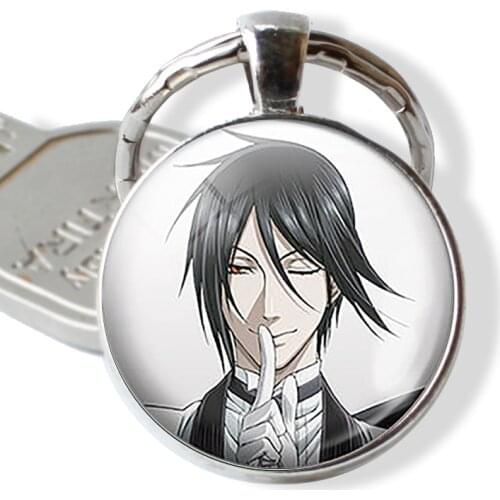 Black Butler Metal Keychain Kuroshitsuji Ciel Phantomhive Sebastian Grell Madame Red Emblem Anime Manga Key Chain Keyring