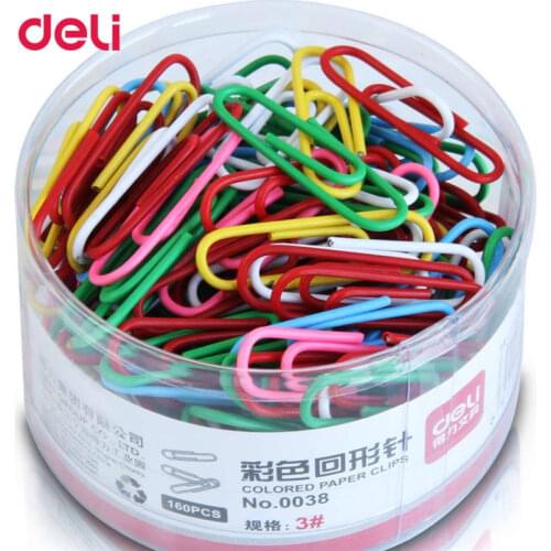 Deli MIX Color Paper Clips Student Stationery Large Metal 160 Pcs A Set Metal Clips Office Learn Student Clips