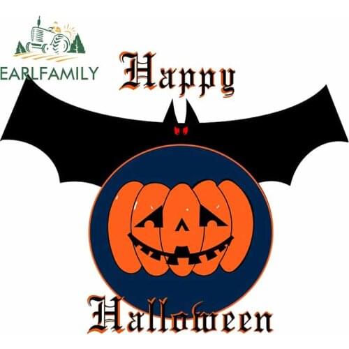 EARLFAMILY 13cm x 10.7cm For HAPPY HALLOWEEN PUMPKIN Waterproof Car Stickers Repair Decal Graffiti Creative Decoration