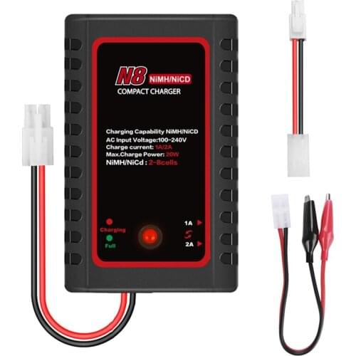 HTRC N8 Charges Nimh Nicd Battery Charger N8 110-240V 2A 20W AC Charger for 2S-8S Nimh/Nicd Battery EU Plug