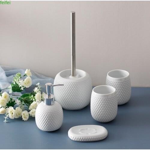 Ceramics tooth brush holder paste dispenser Toilet brush bathroom accessories set soap dispenser toothbrush bath decoration