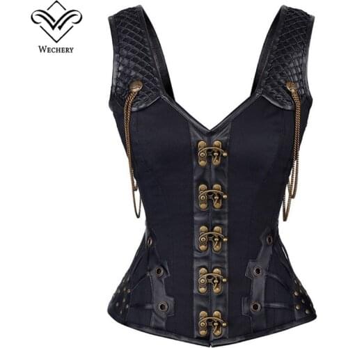 Steampunk Corset Gothic Leather Corset Corsages Sexy Corsage Corselet Corsets Steel Straitjacket Bodice Waste Trainer