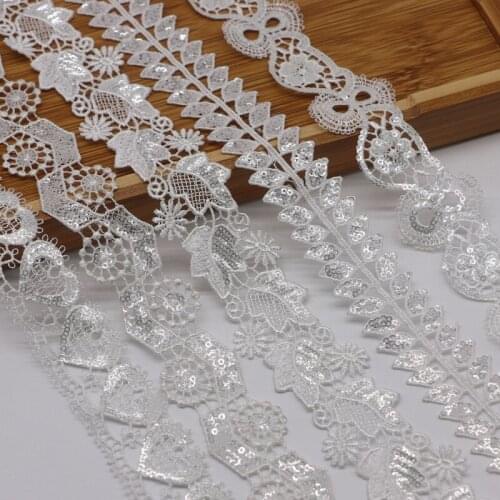 15 Yards 3CM Hollow Polyester Light 2mm Yarn Water-soluble Sequin Lace Transparent Sheet Wedding Accessories Lace Trim