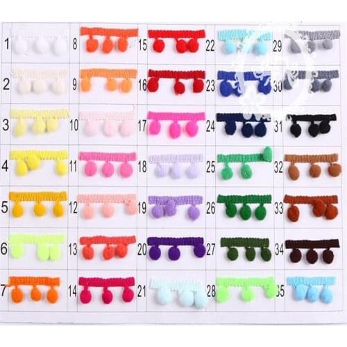 10mm width pompon Fuzzy Ball Lace cord ribbon Tassel Fringe Trimming ribbon Lace Fabric garments DIY Accessories HH93