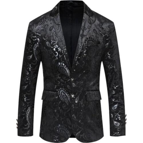 Mens blazers floral suit notched lapel slim fit stylish dress trajes hombre мужские пиджаки chaquetas y americanas スーツ clothes