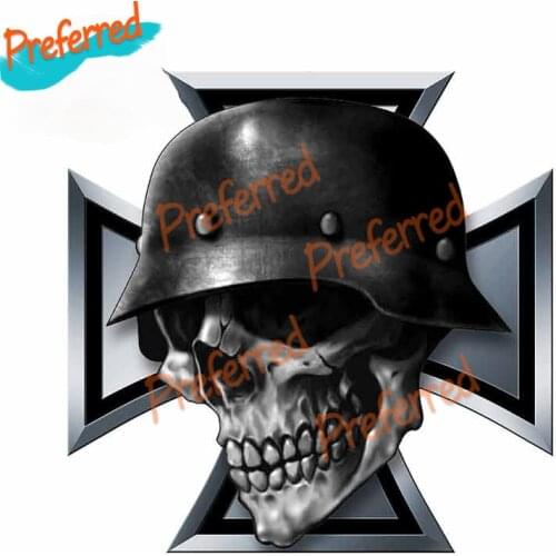 For Iron Cross Skull Car Bumper Stickers Personality Windows Decal Graffiti SUV JDM VAN Bike Offroad RV A4 Q3 Polo Deco Meterial