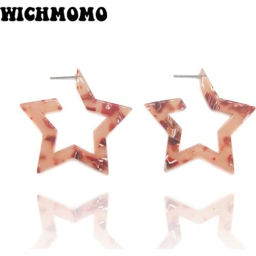 2019 New 48mm 1 Pair High Quality Acetic Acid Resin Acrylic Star Smooth Earring Base Connectors for DIY Earring Accessories