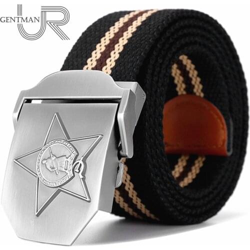 New Men & Women High Quality Military Belt Soviet Red Star Badge 3D Canvas Belt Soviet Memory CCCP Luxury Jeans Tactical Belts