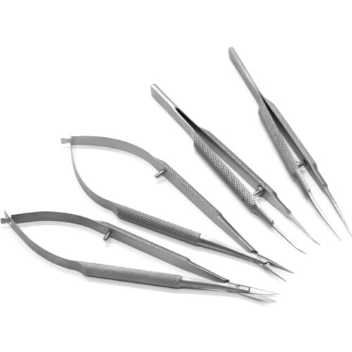 Ophthalmic microsurgical instruments 12.5cm scissors+Needle holders +tweezers stainless steel surgical tool