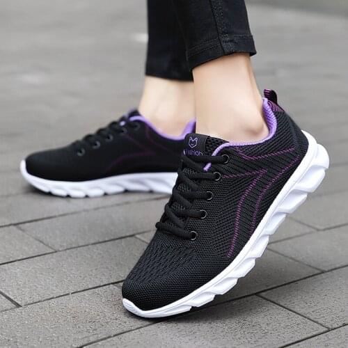 CAGILKZEL 2021 Fall Ladies Sports Shoes Flat-bottomed Casual Women Lace-up Mesh Lightweight Breathable Comfortable Mother Shoes