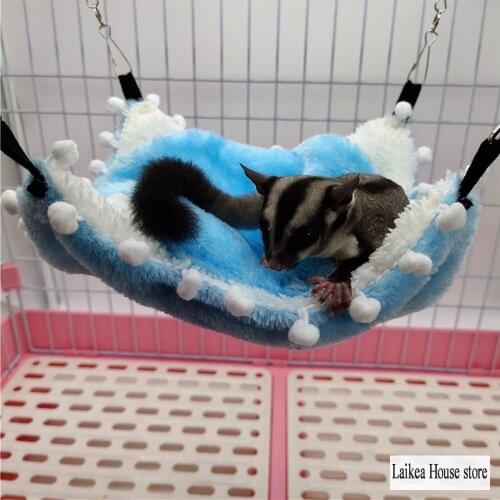 Plush Hamster Hammocks Chinchillas Squirrel Guinea Pig Winter Solid Color Hanging Bed Cage Accessories Small Pet Hammock