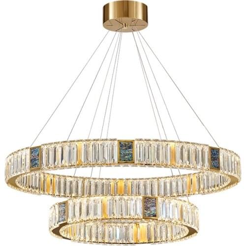Postmodern Colorized Gold Silver Crystal LED Hanging Lamps Chandelier Lighting Lustre Suspension Luminaire Lampen For Foyer
