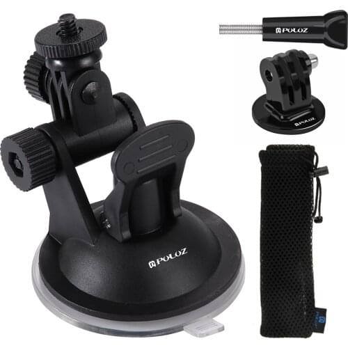 PULUZ Action Camera Car Suction Cup Mount with Screw Tripod Mount Adapter Storage Bag for GoPro HERO9 Black HERO8 HERO7 6 5