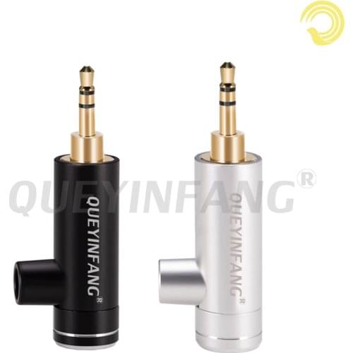 QUEYINFANG 2.5mm Connector 3 Poles 2.5mm Male Plug Detachable 90 Degree Gold-plated 2.5mm 3-Pole Stereo Right Angle Plug