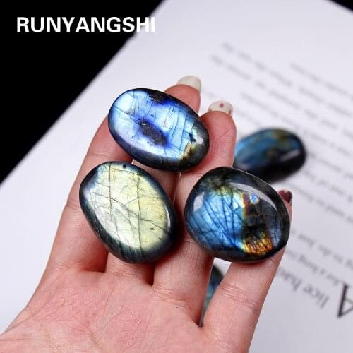 Runyangshi 1pc 20-30g Natural Colorful Labradorite Crystal quartz Original Moonstone Natural Stones Ornament Handlebars