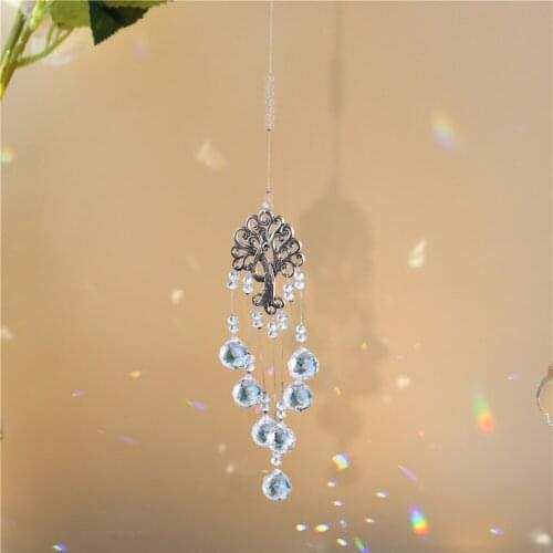 Seven Pearl Crystal Sun Prisms Hanging Rainbow Chaser Lighting Accessories for Window Curtains Pendant Home Garden Decor