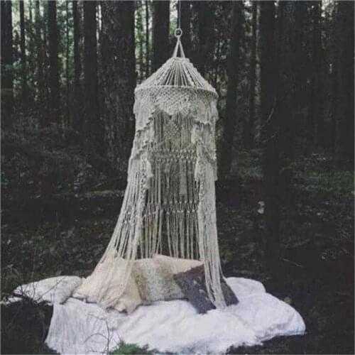 Nordic Hand-woven Macrame Wedding Background Tapestry Bohemian Tent Tapestry Girl Heart Hanging Bed Curtain Home Decoration